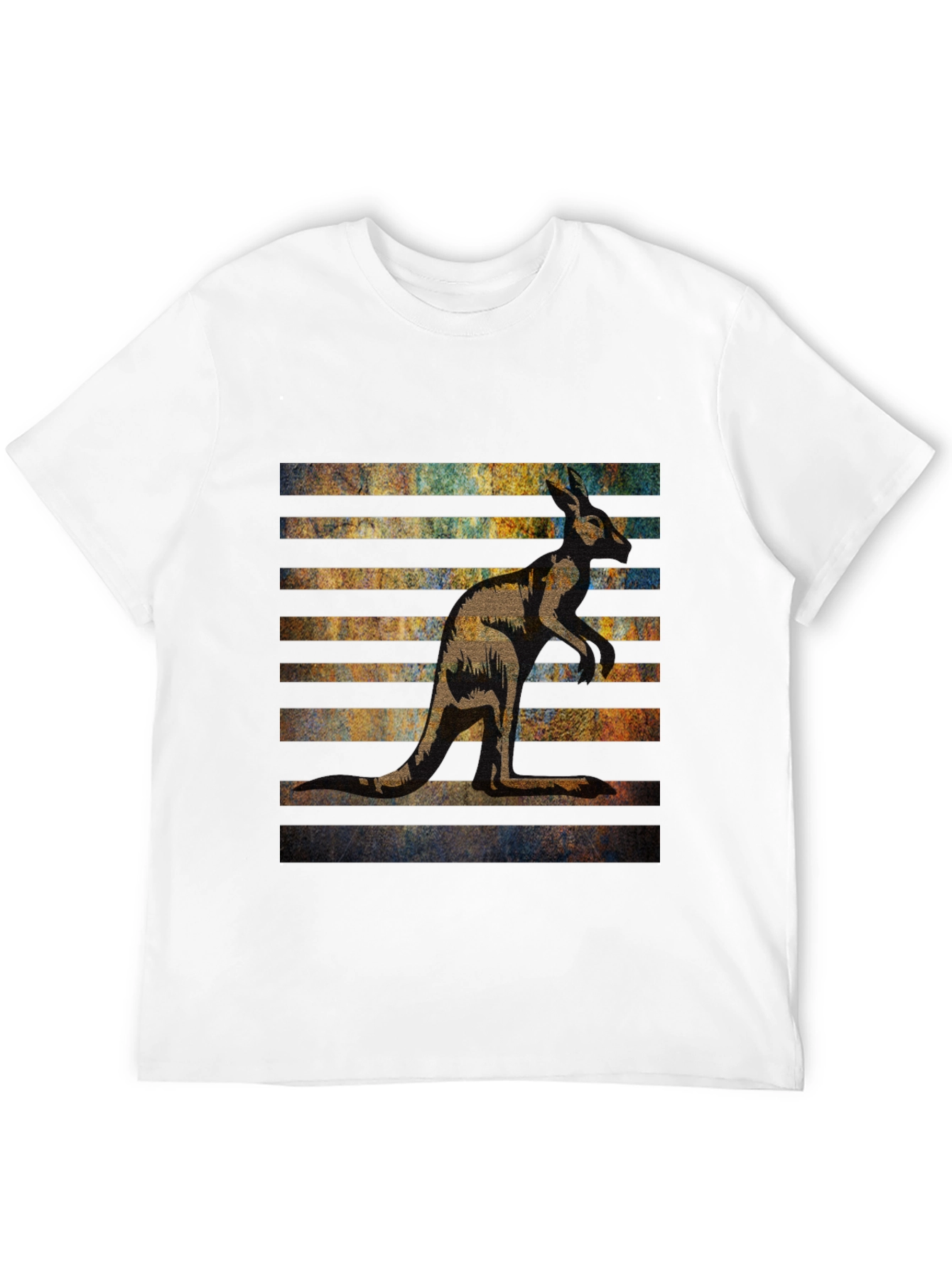 Kangaroo Graphic Tee - Black Cotton Blend Casual Wear