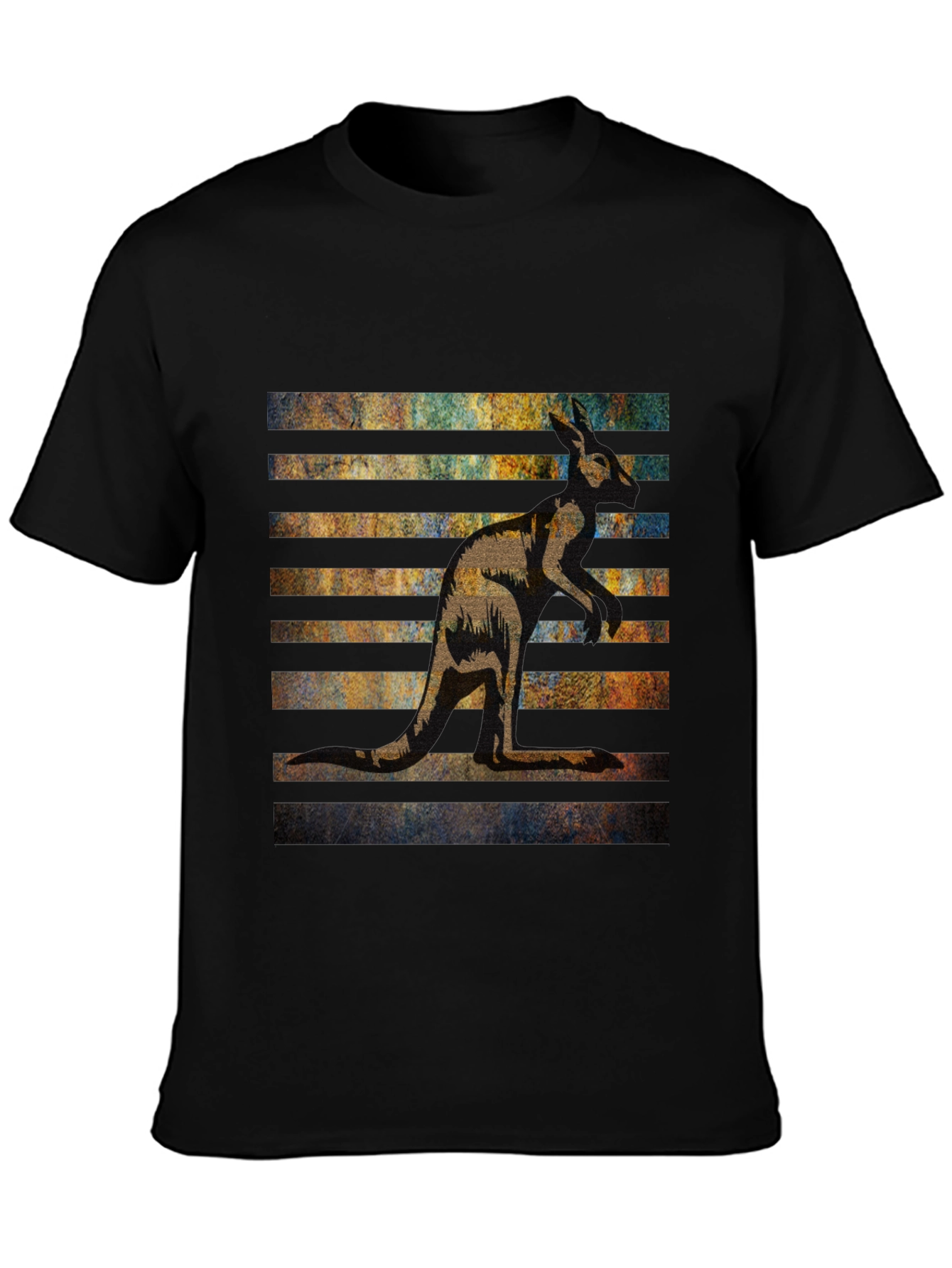 Kangaroo Graphic Tee - Black Cotton Blend Casual Wear