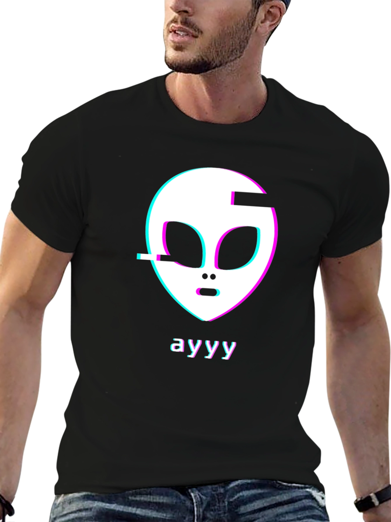 Ayyy Alien Glitch Graphic Tee - Trendy Style