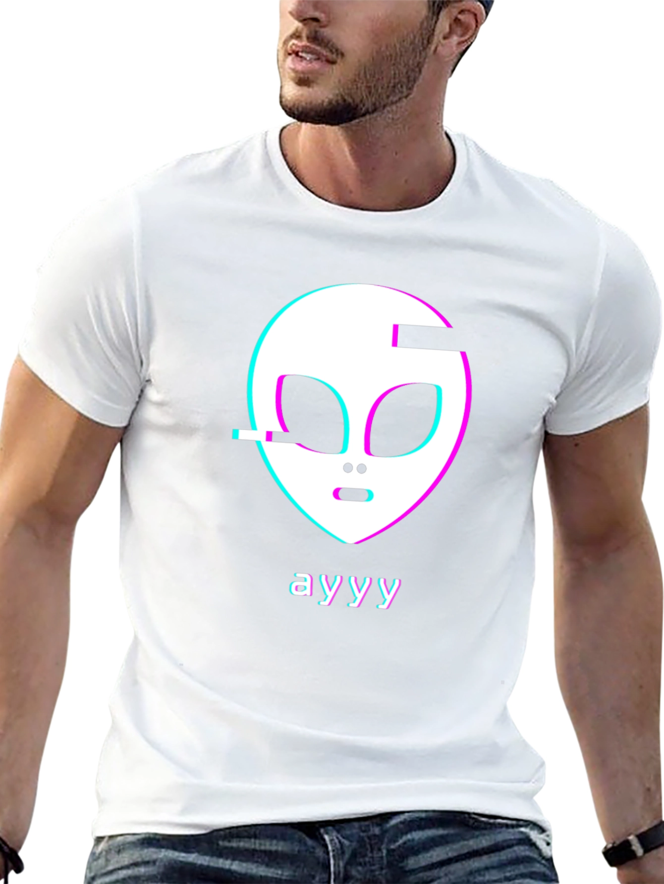 Ayyy Alien Glitch Graphic Tee - Trendy Style