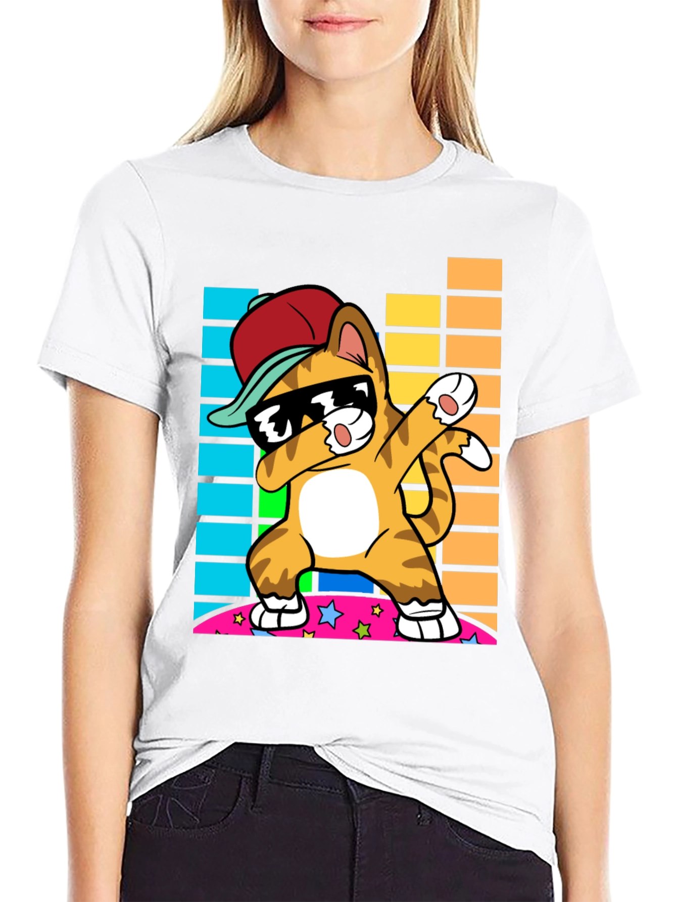 Cool Cat Dabbing Graphic T-Shirt