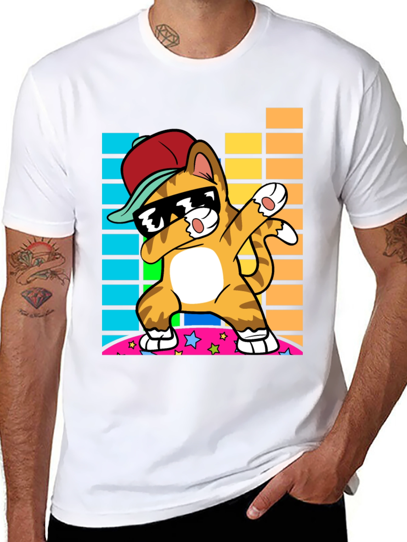 Cool Cat Dabbing Graphic T-Shirt