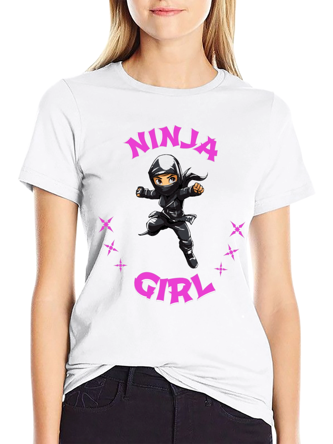 Ninja Girl Graphic Tee - Unisex Black T-Shirt