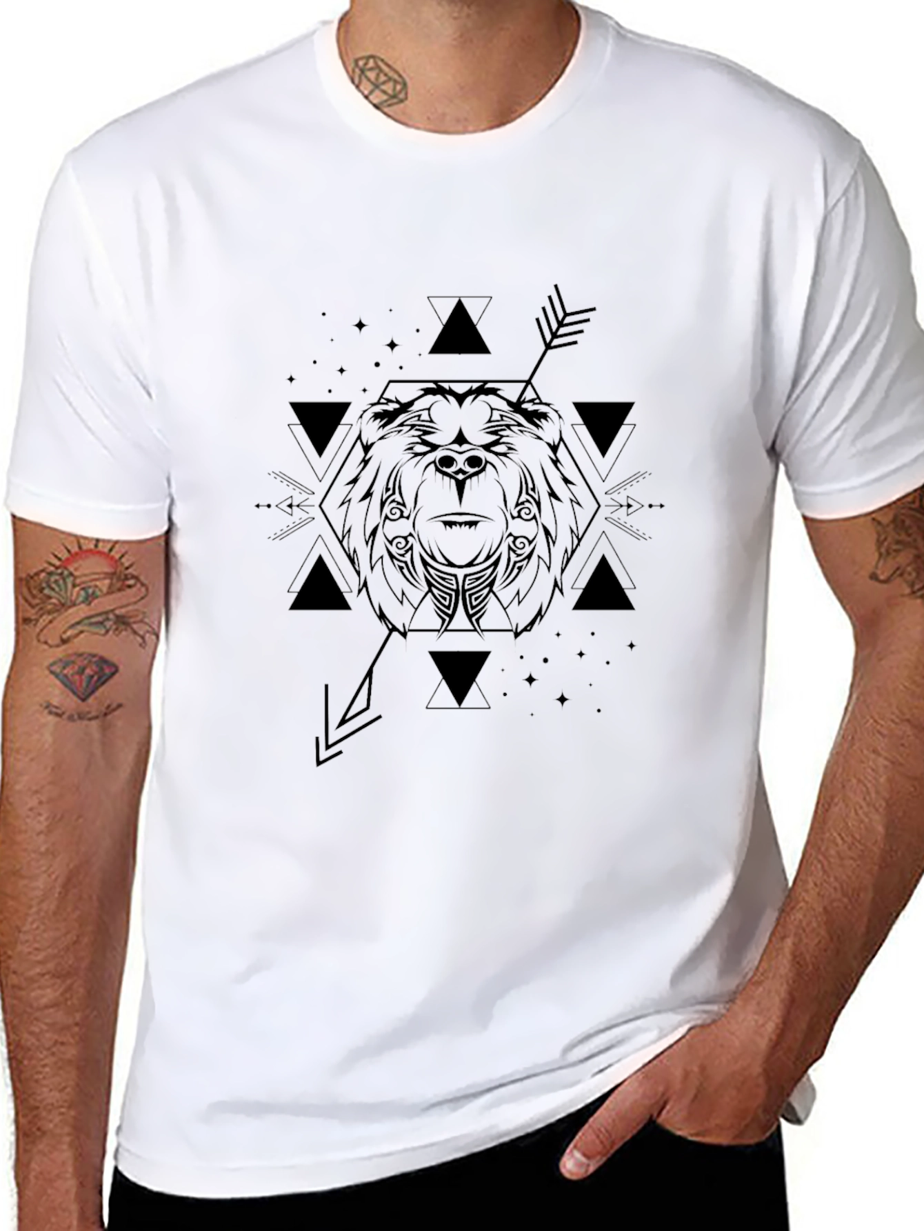 Geometric Bear Graphic T-Shirt