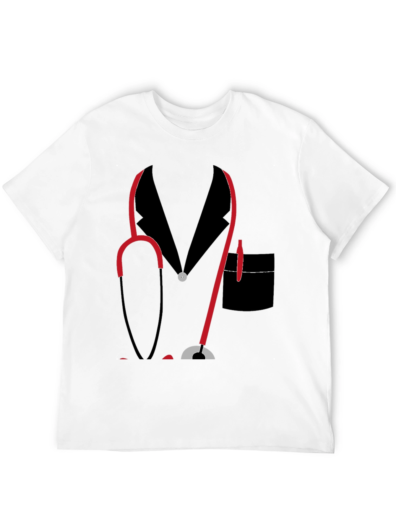 Doctor Stethoscope Graphic Print Black T-Shirt
