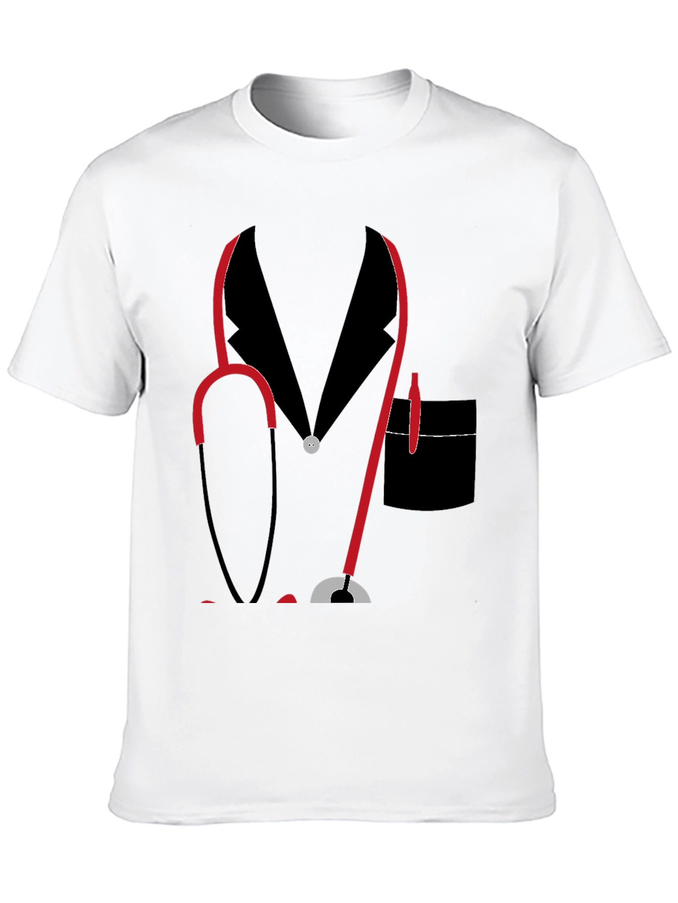 Doctor Stethoscope Graphic Print Black T-Shirt