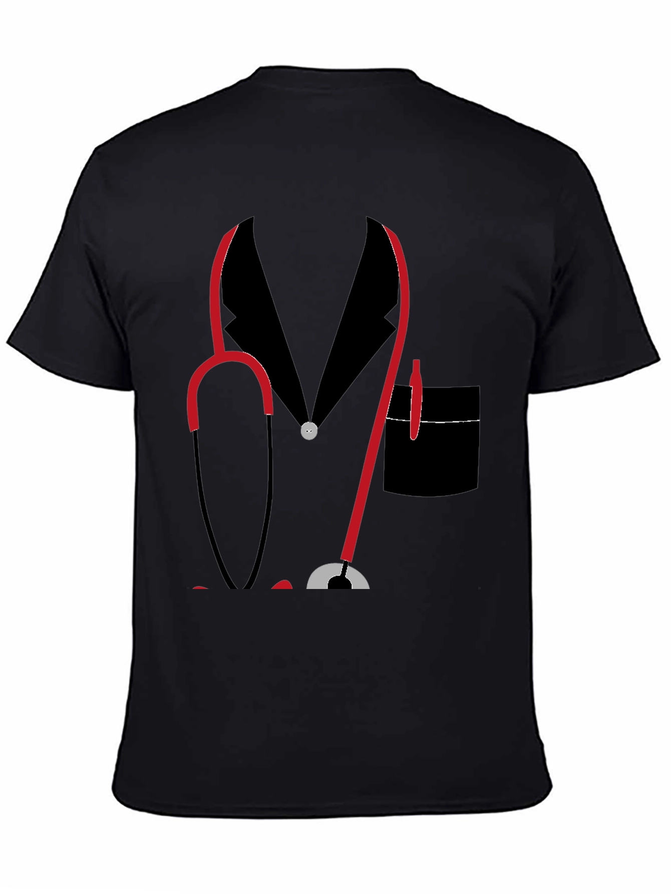Doctor Stethoscope Graphic Print Black T-Shirt