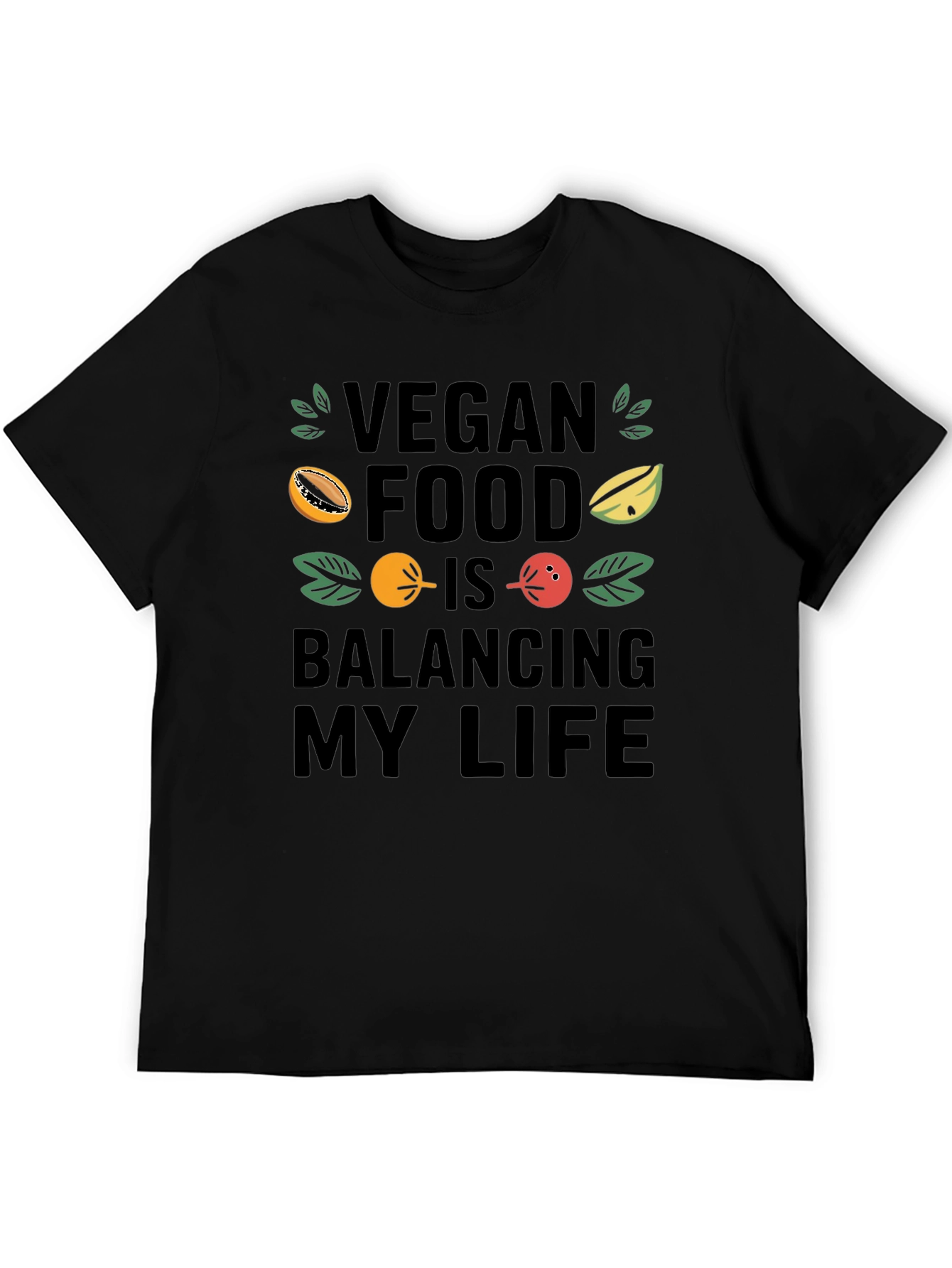 Vegan Food Balancing Life Black Graphic Tee