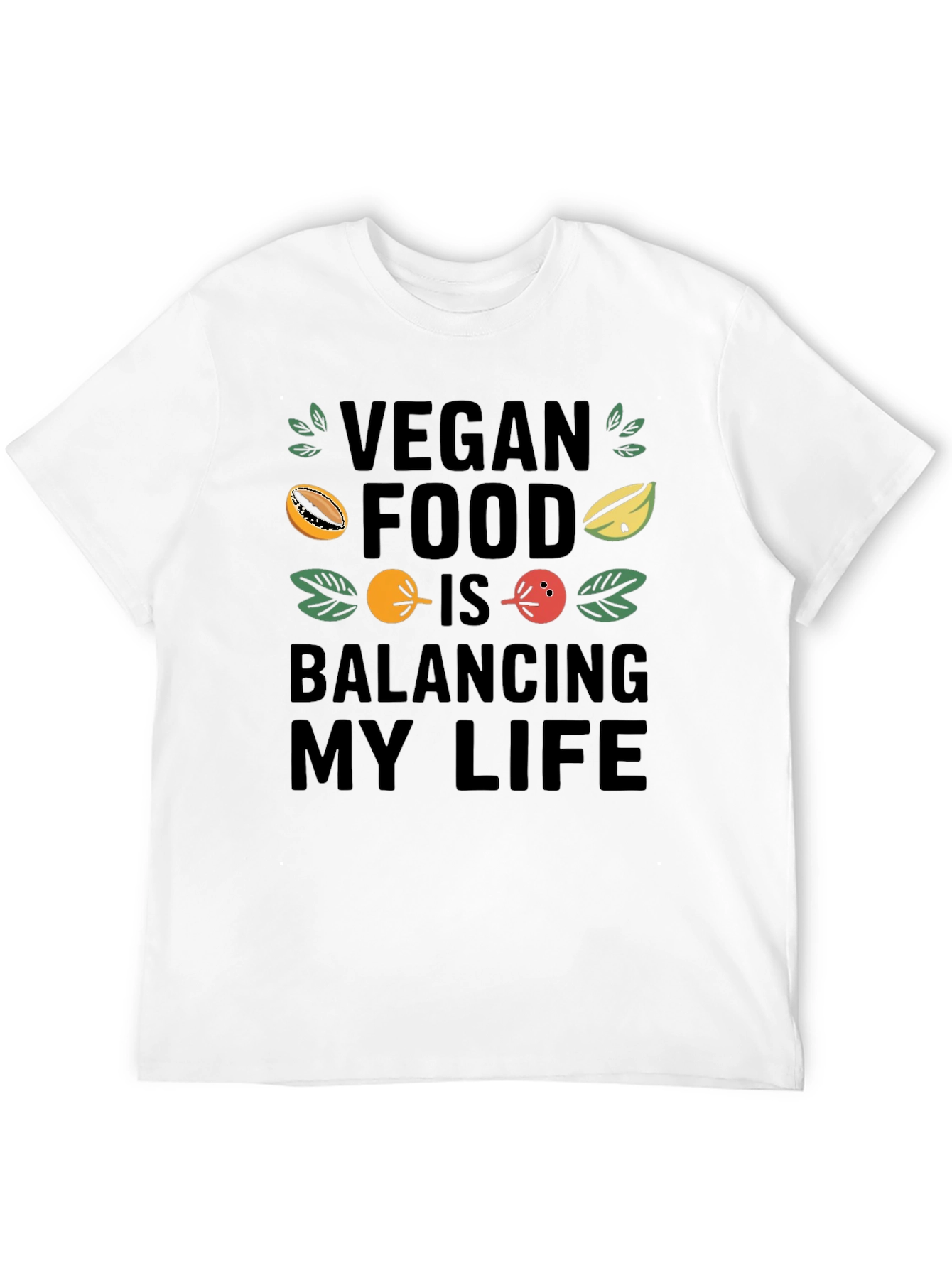 Vegan Food Balancing Life Black Graphic Tee