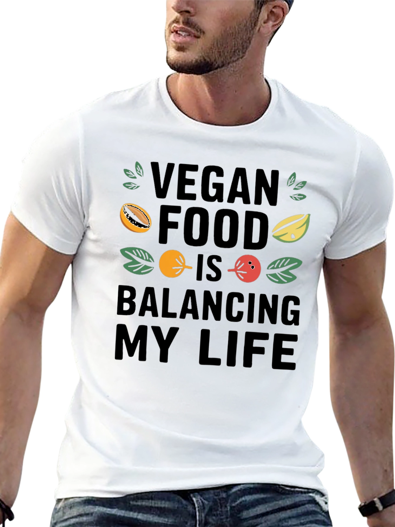Vegan Food Balancing Life Black Graphic Tee