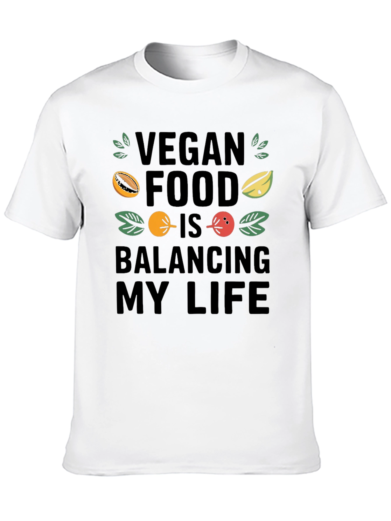 Vegan Food Balancing Life Black Graphic Tee