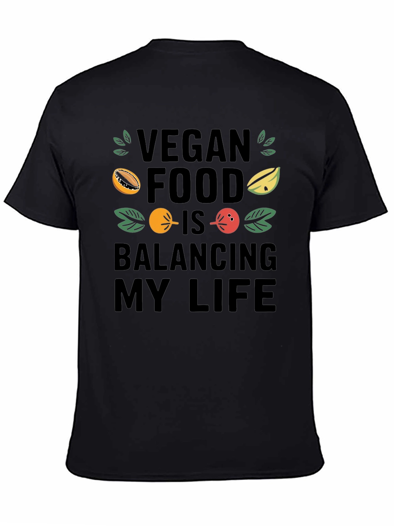 Vegan Food Balancing Life Black Graphic Tee