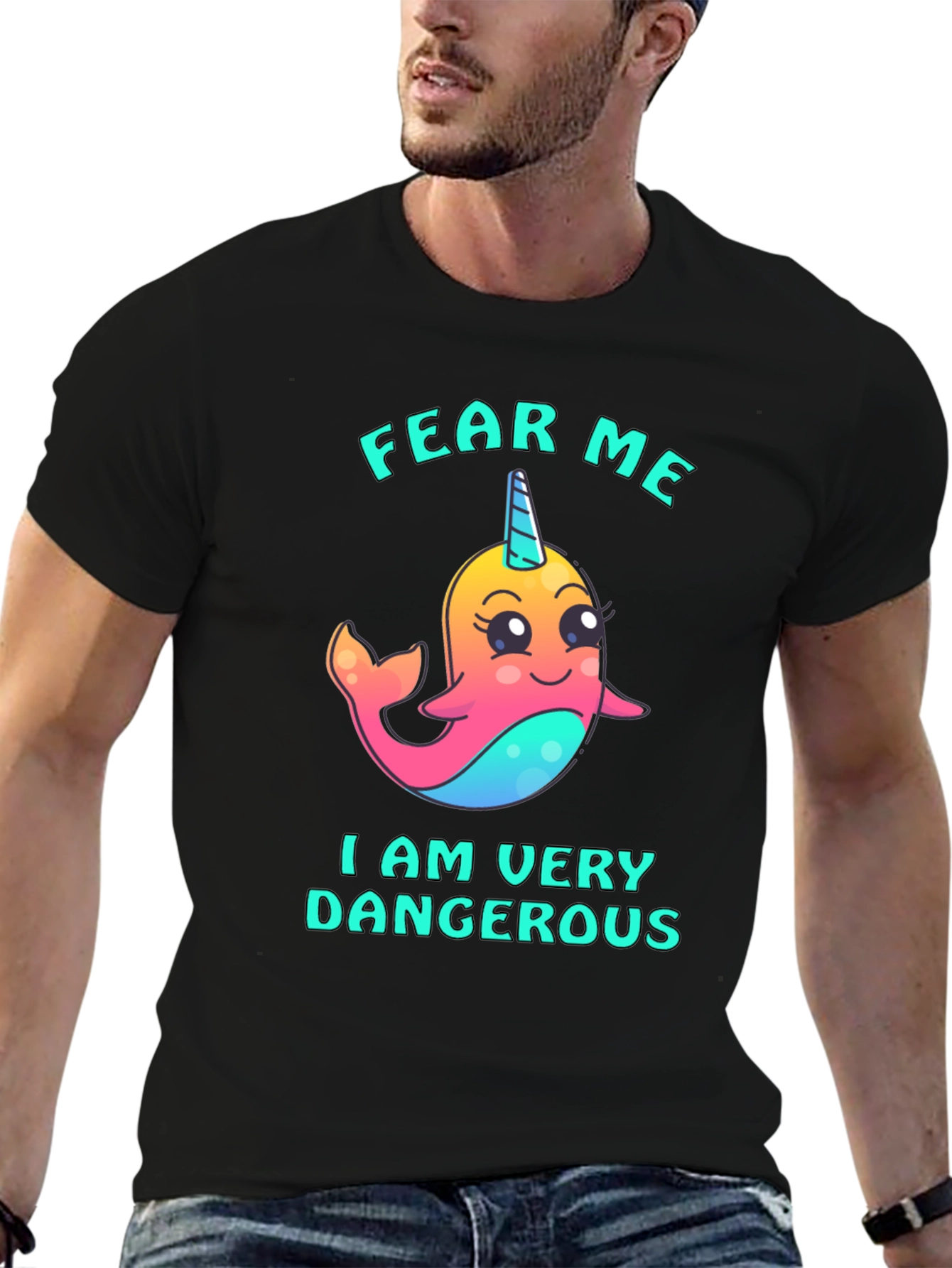 Fear Me Narwhal T-Shirt - Cute and Dangerous!