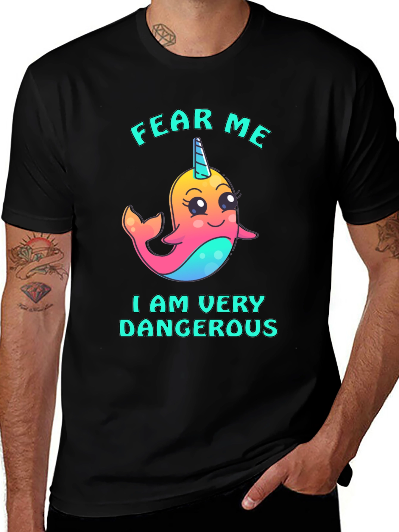 Fear Me Narwhal T-Shirt - Cute and Dangerous!