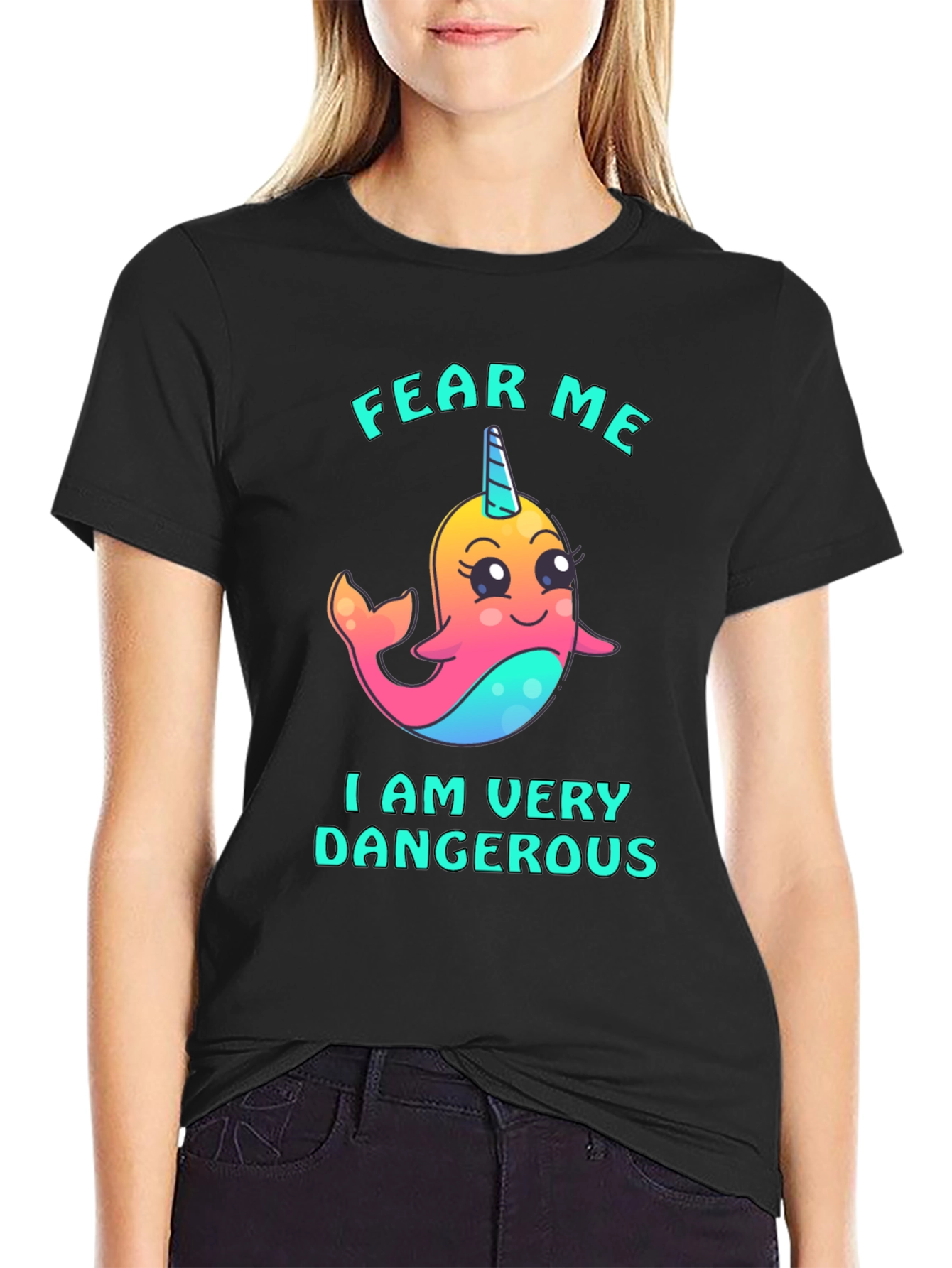 Fear Me Narwhal T-Shirt - Cute and Dangerous!
