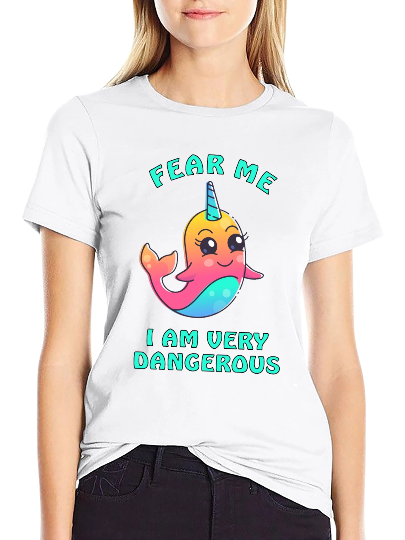 Fear Me Narwhal T-Shirt - Cute and Dangerous!