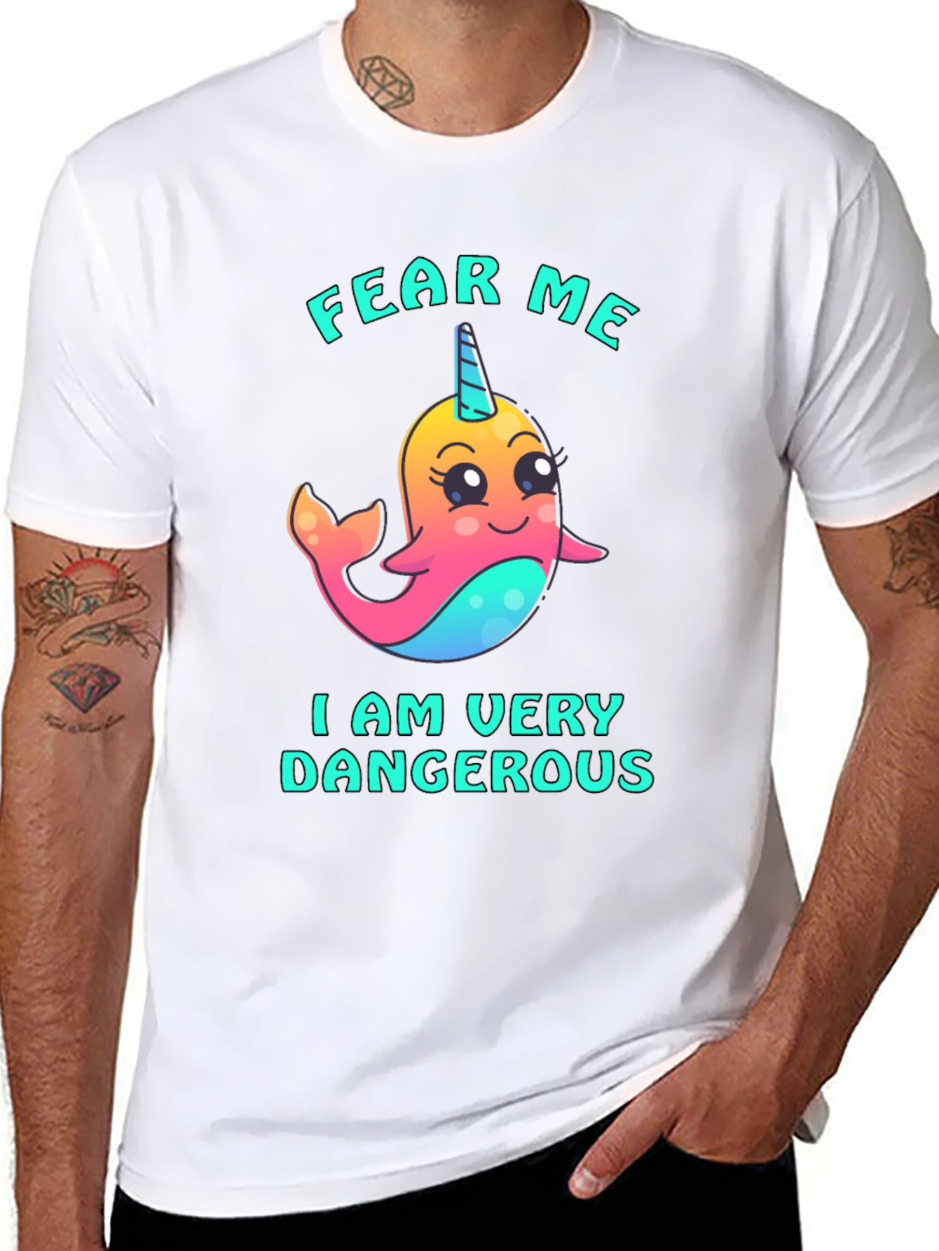 Fear Me Narwhal T-Shirt - Cute and Dangerous!