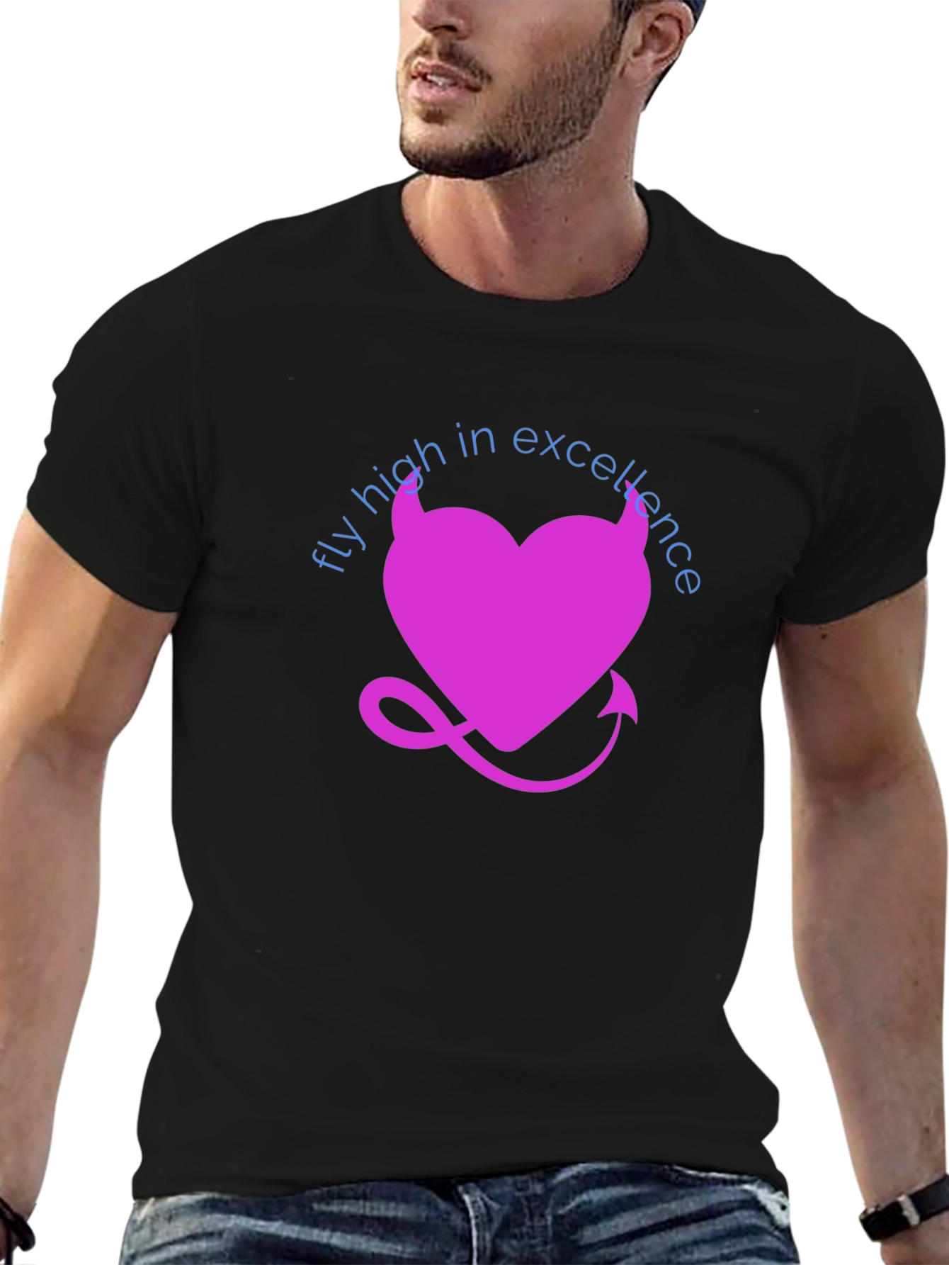 Fly High in Excellence T-Shirt - Devil Heart Design