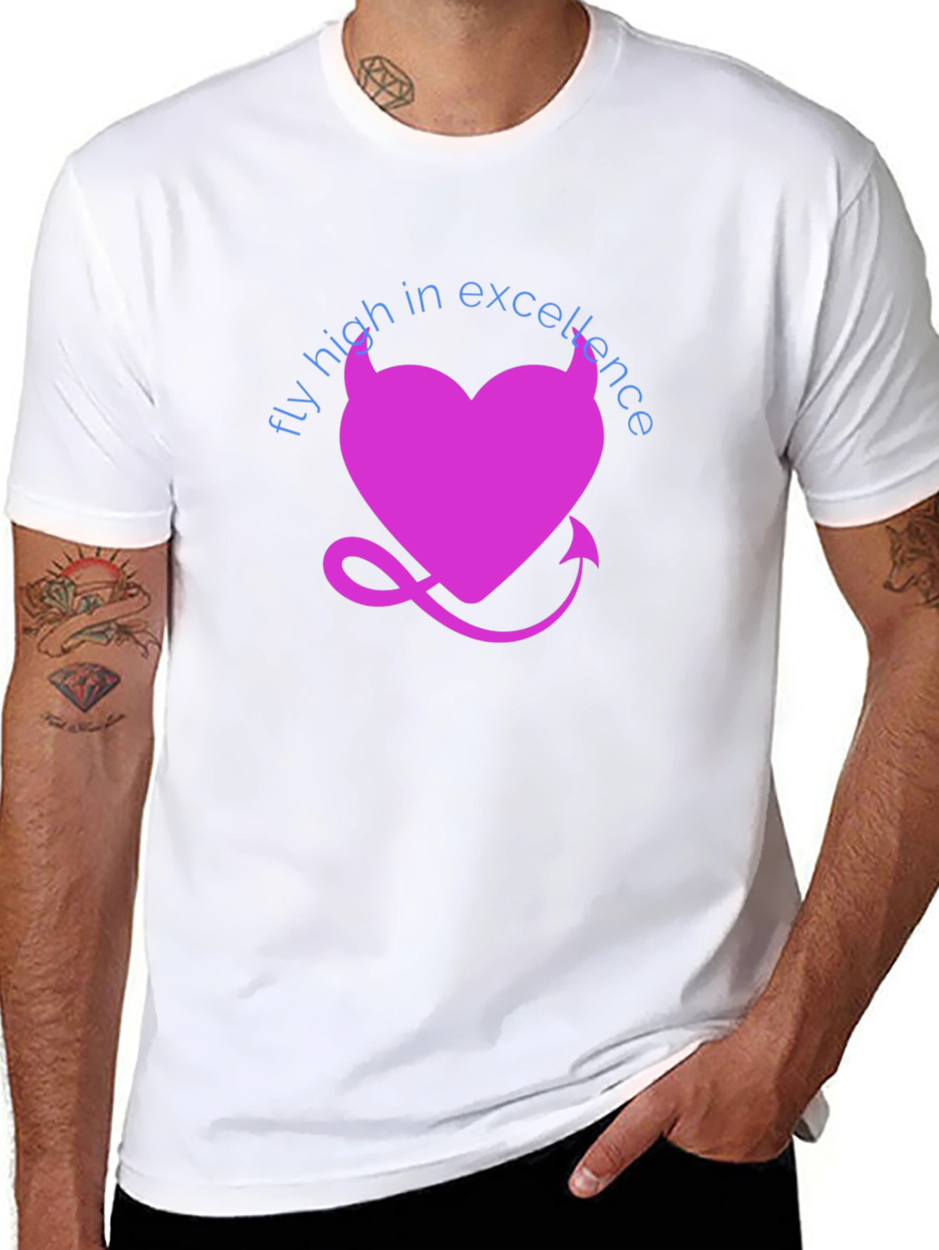 Fly High in Excellence T-Shirt - Devil Heart Design