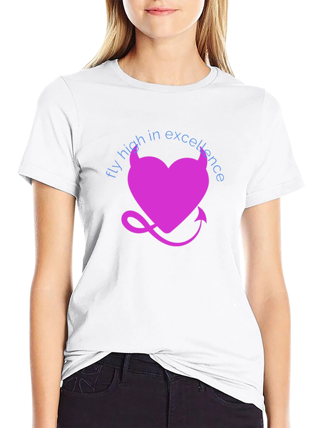 Fly High in Excellence T-Shirt - Devil Heart Design
