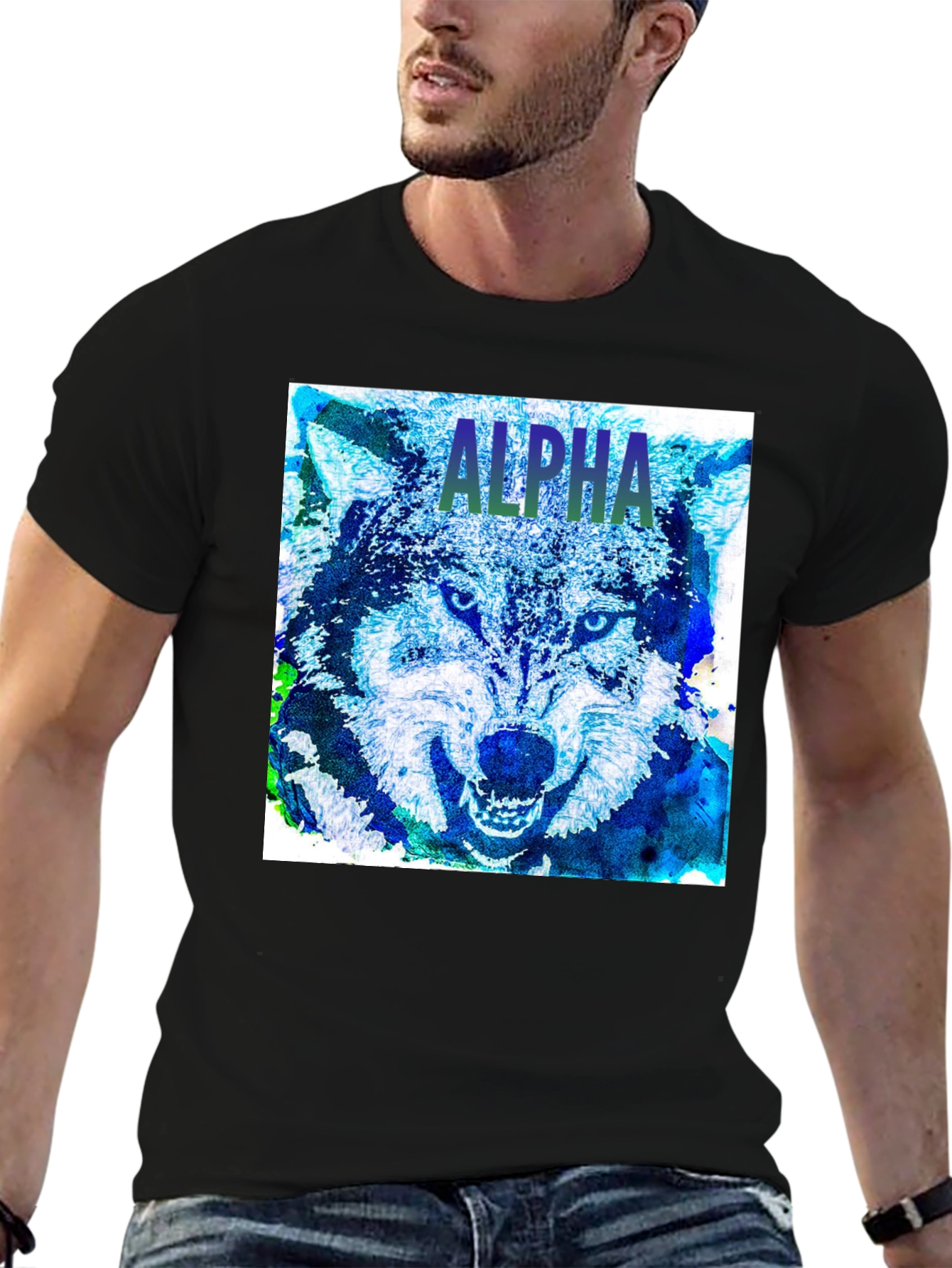 Alpha Wolf Graphic T-Shirt Bold Animal Print Tee
