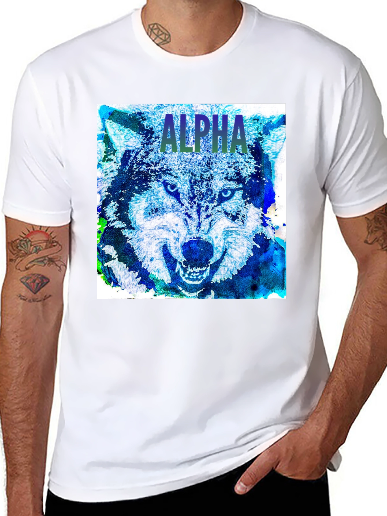 Alpha Wolf Graphic T-Shirt Bold Animal Print Tee