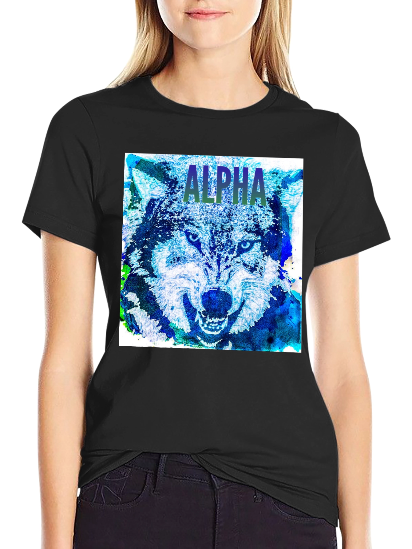 Alpha Wolf Graphic T-Shirt Bold Animal Print Tee