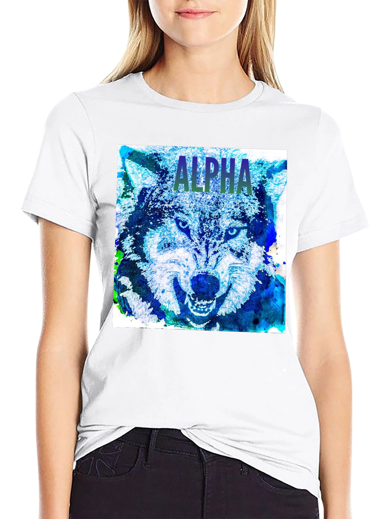 Alpha Wolf Graphic T-Shirt Bold Animal Print Tee