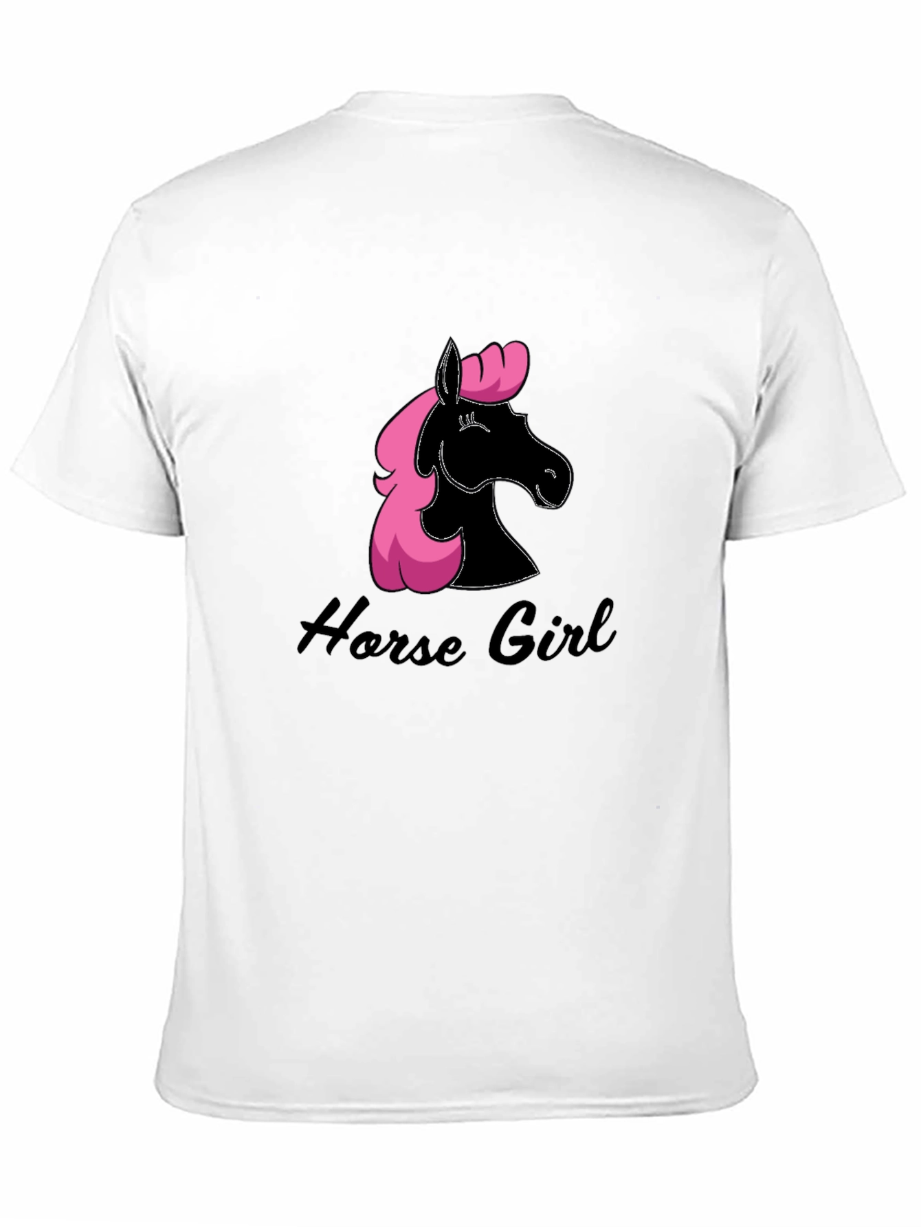 Horse Girl Black T-Shirt Pink Mane