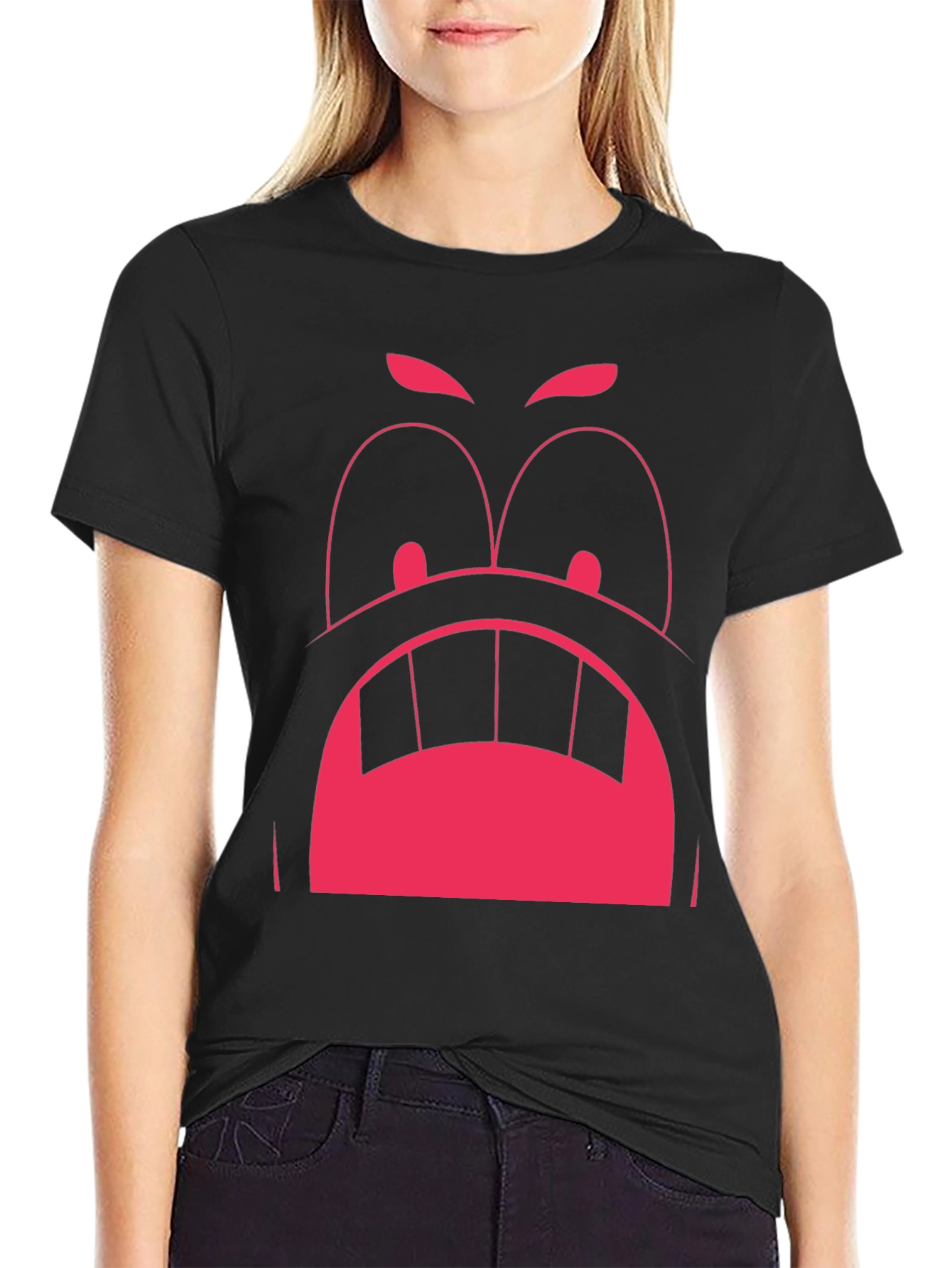 Funny Graphic Tee: Angry Face Design