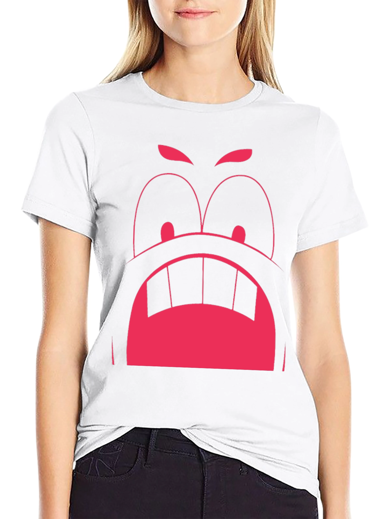 Funny Graphic Tee: Angry Face Design