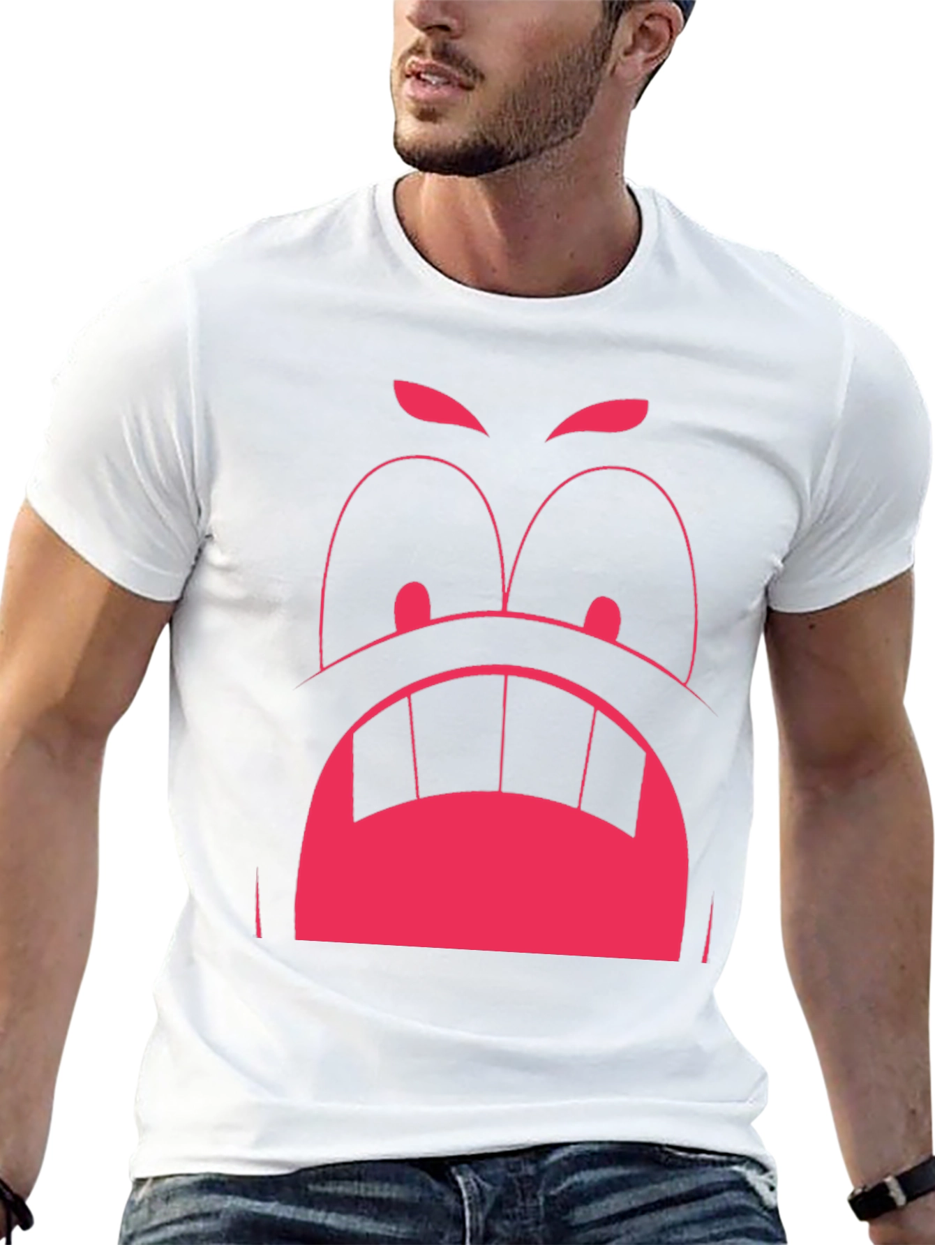 Funny Graphic Tee: Angry Face Design