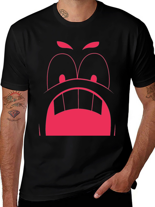 Funny Graphic Tee: Angry Face Design