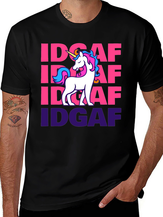 IDGAF Unicorn Graphic T-Shirt - Black Cotton Tee