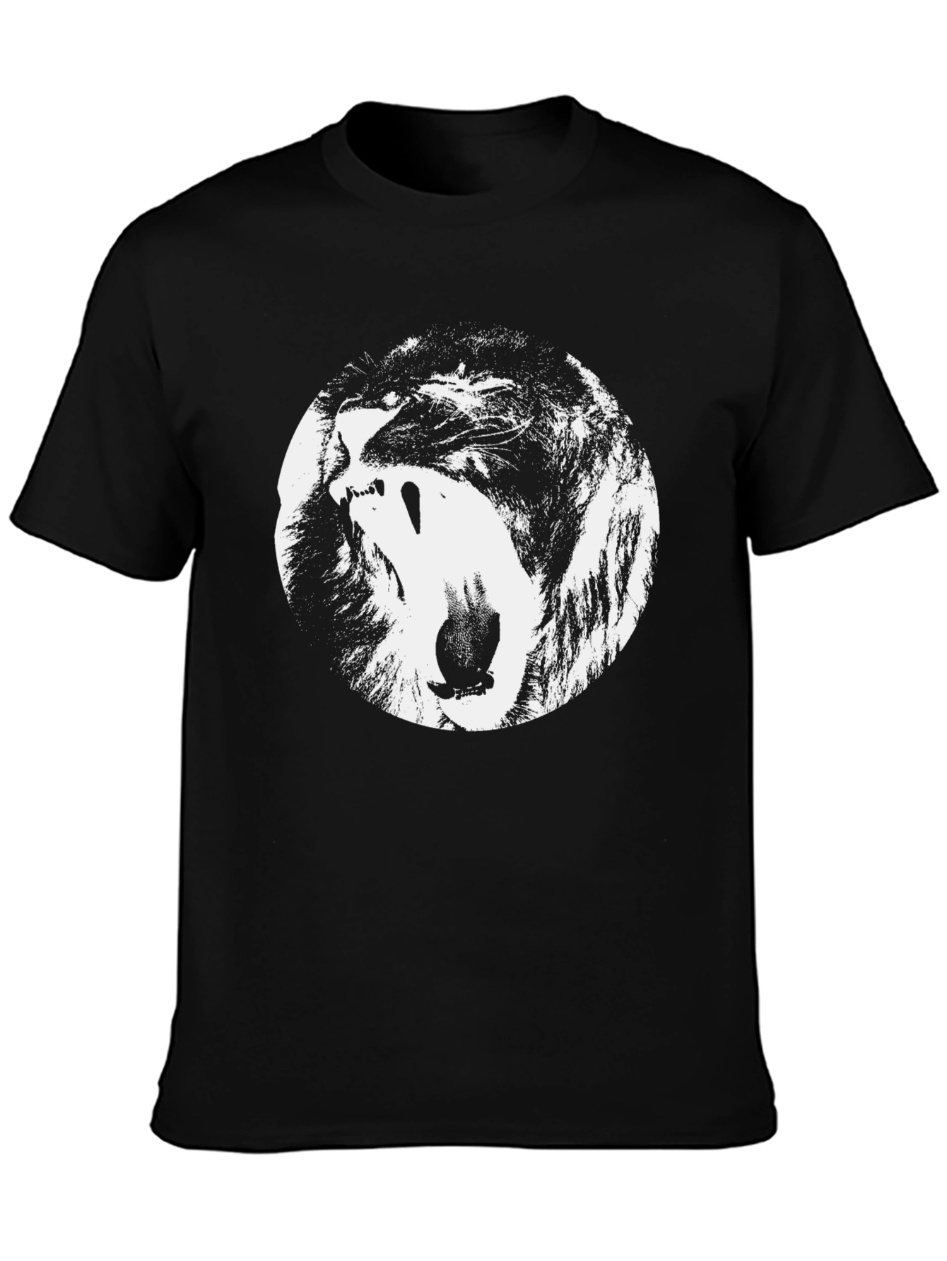 Lion Graphic Print Crew Neck T-Shirt
