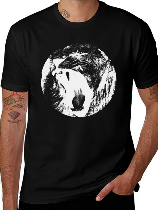 Lion Graphic Print Crew Neck T-Shirt
