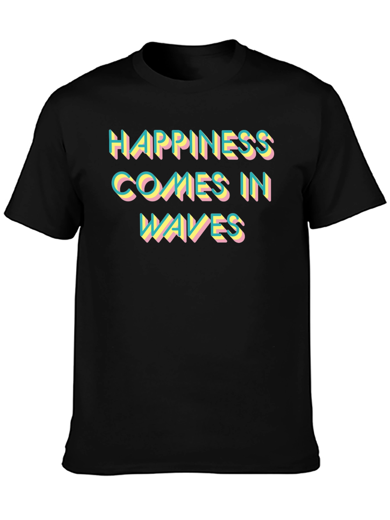 Happiness Comes in Waves Graphic Tee - Black