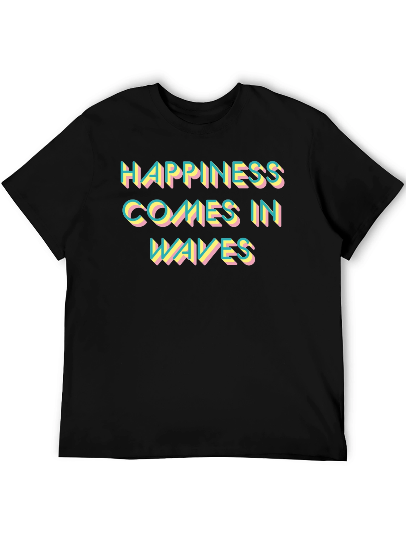 Happiness Comes in Waves Graphic Tee - Black