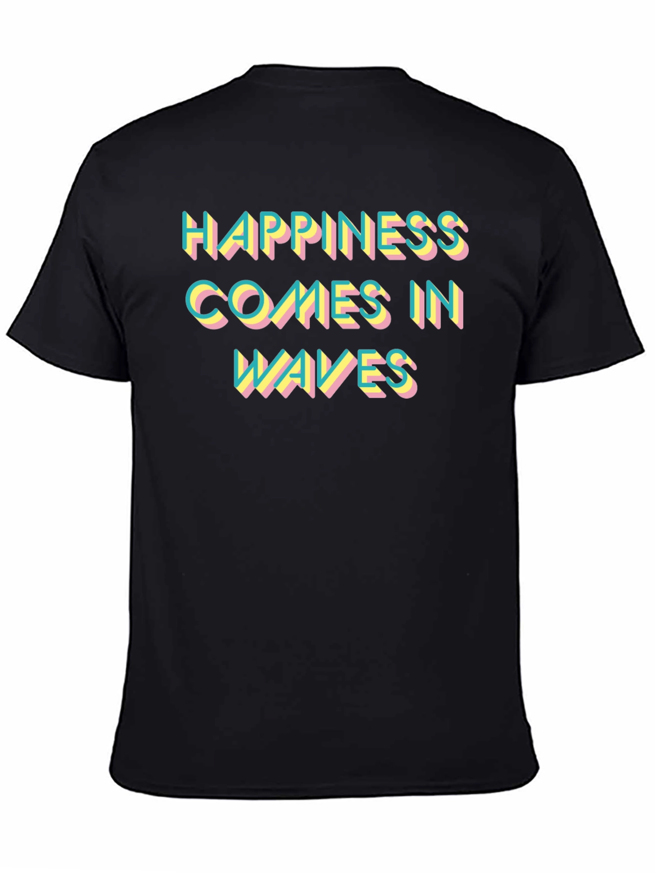 Happiness Comes in Waves Graphic Tee - Black