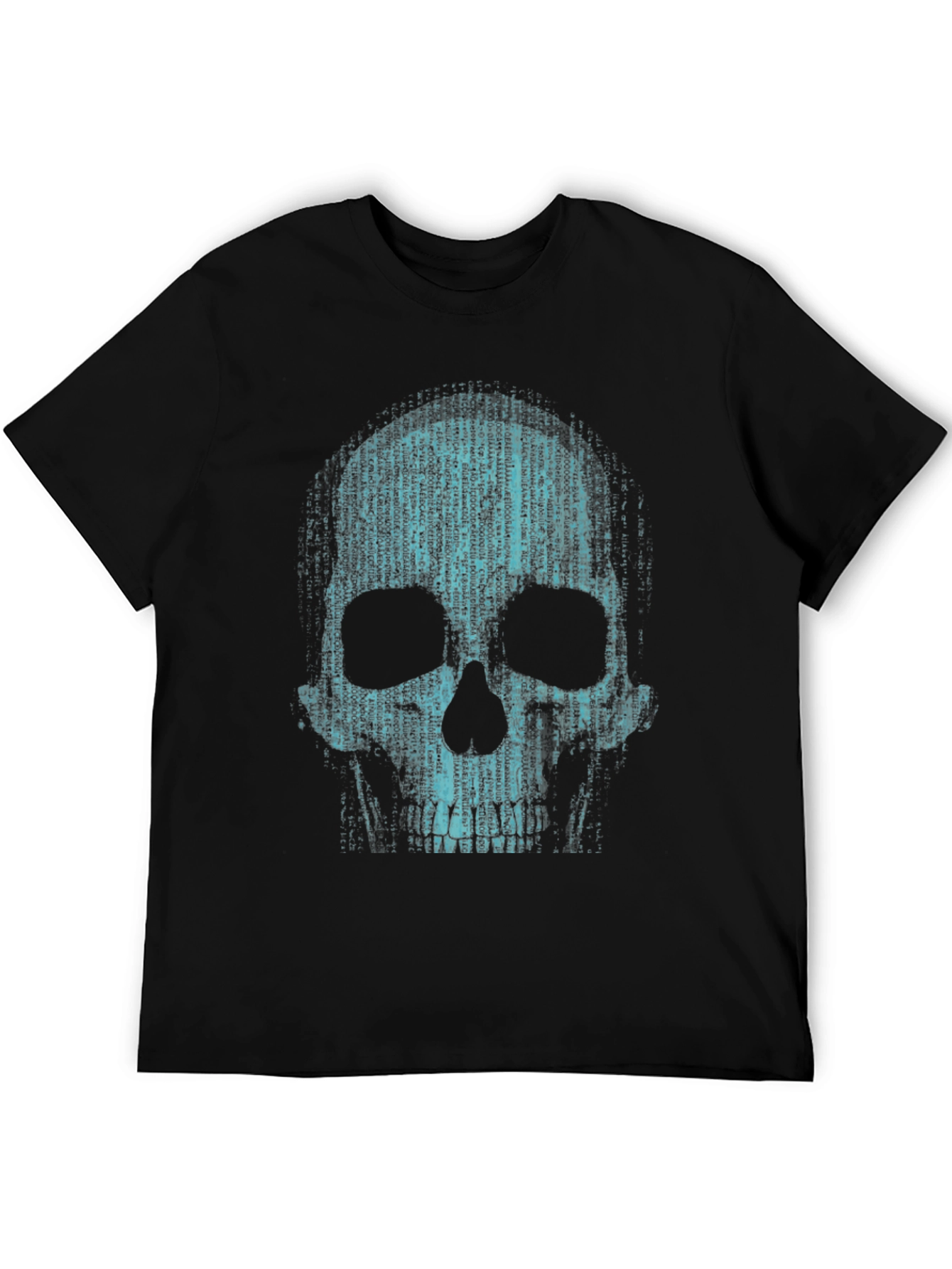 Binary Code Skull Graphic T-Shirt - Cyberpunk Style