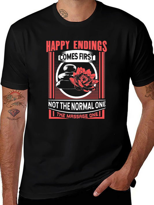 Happy Endings Massage Humor Graphic Tee