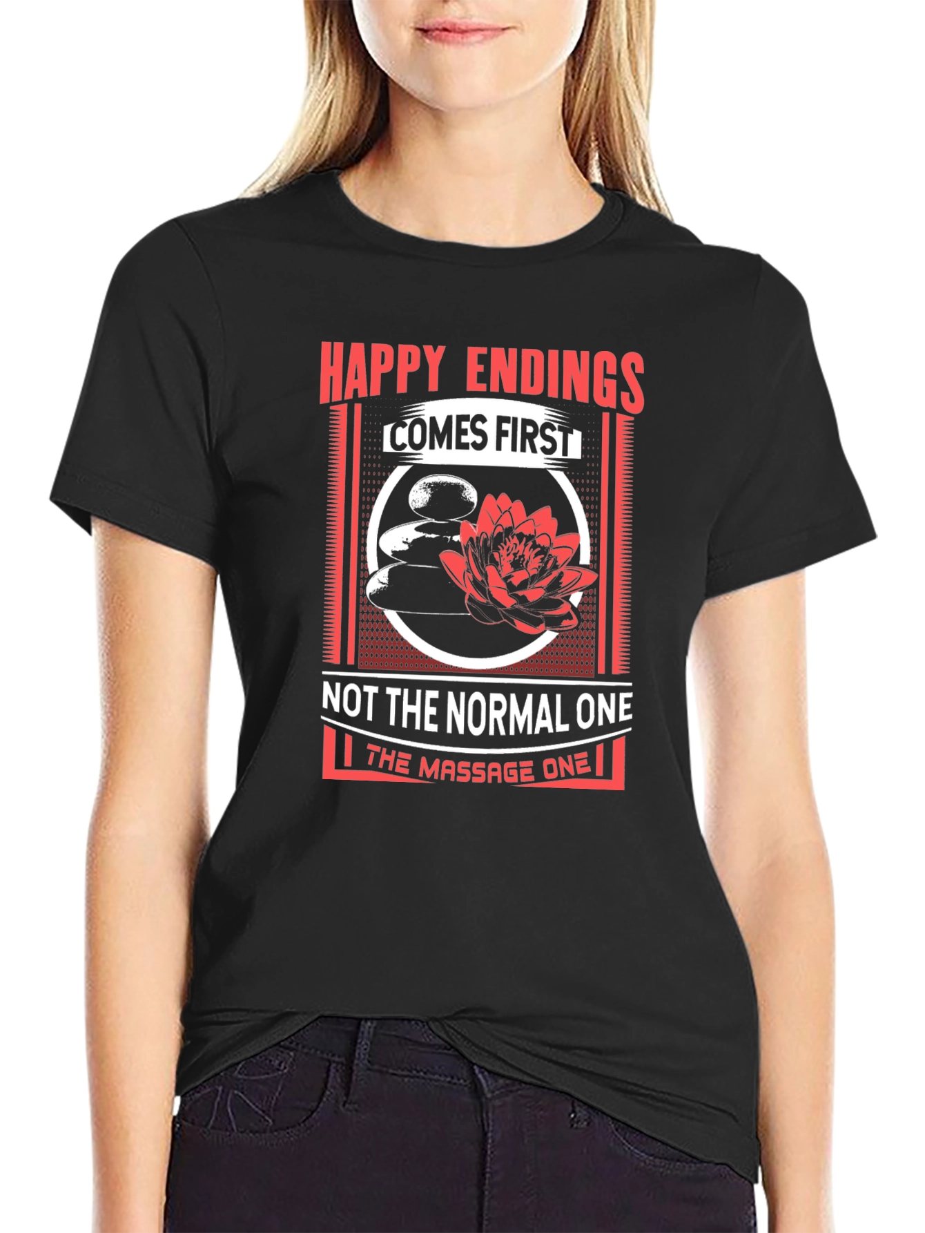 Happy Endings Massage Humor Graphic Tee