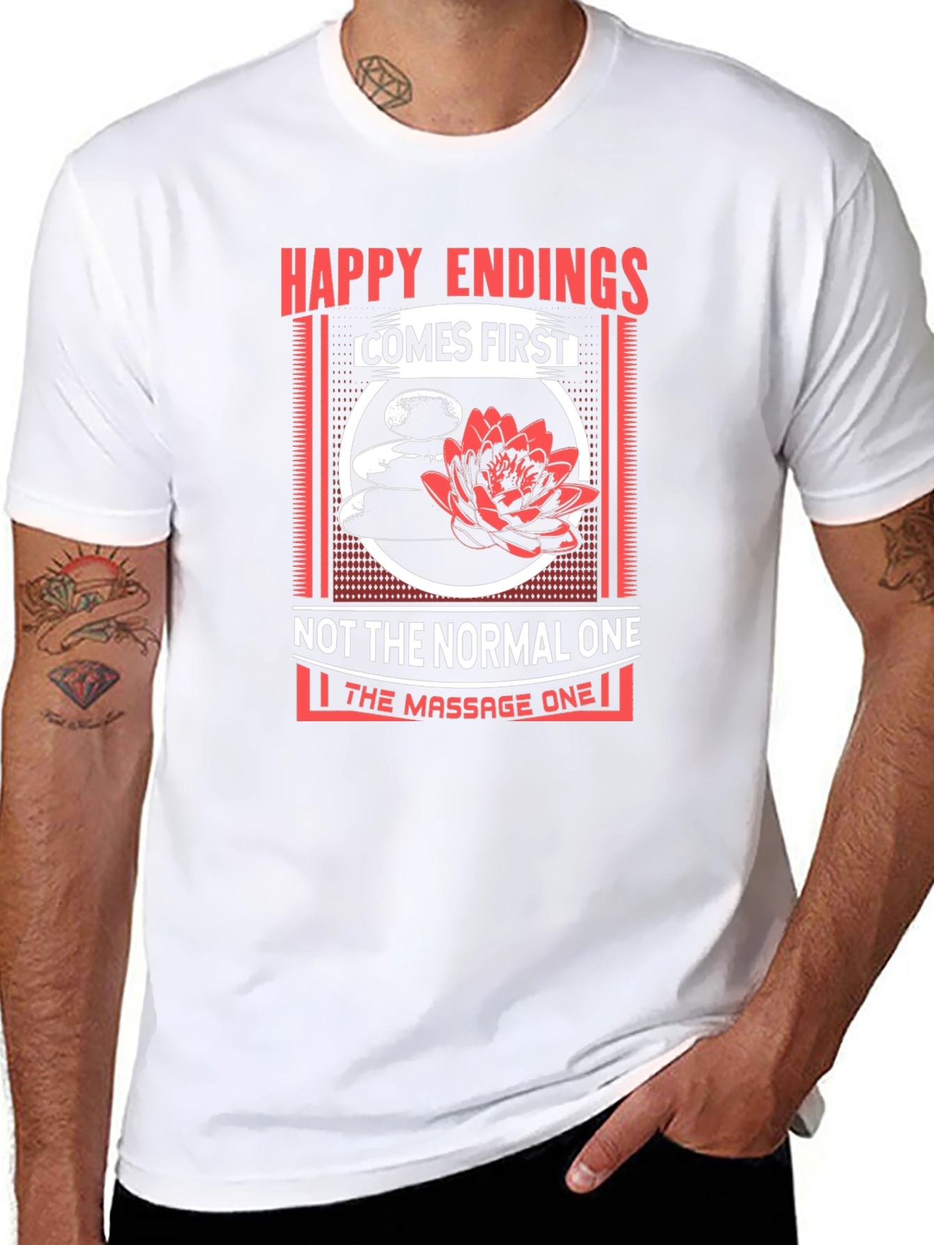 Happy Endings Massage Humor Graphic Tee