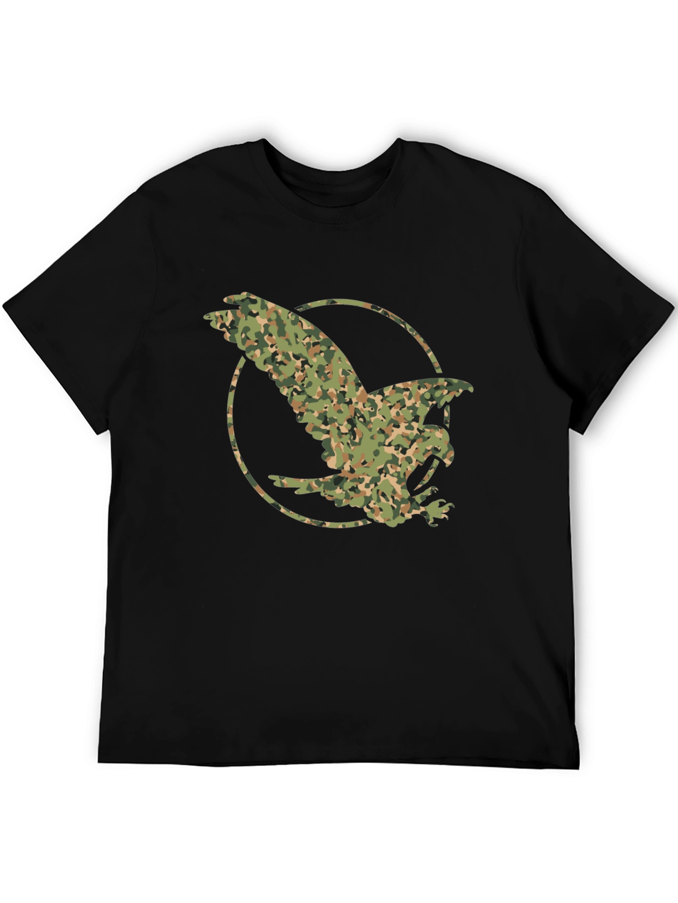 Camouflage Eagle Graphic Tee - Black