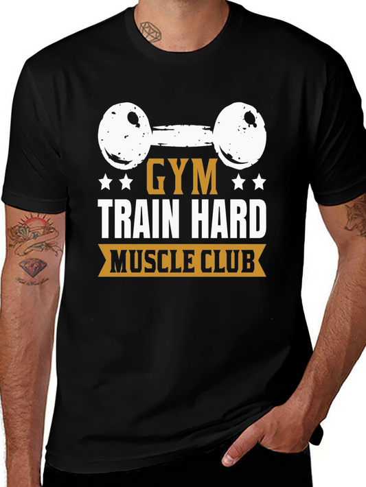 Gym Train Hard Muscle Club Black T-Shirt