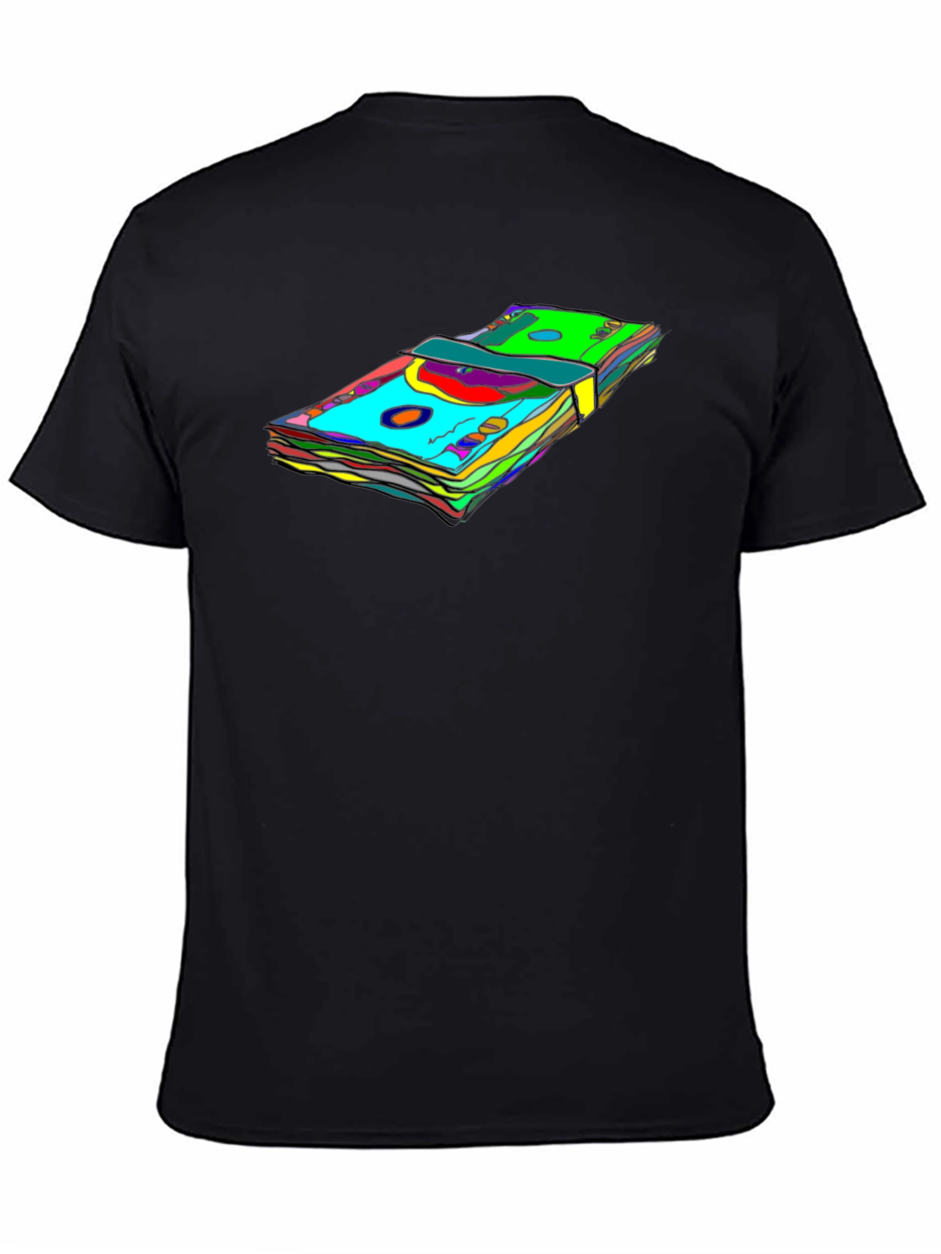 Vibrant Money Stack Graphic Tee - Black