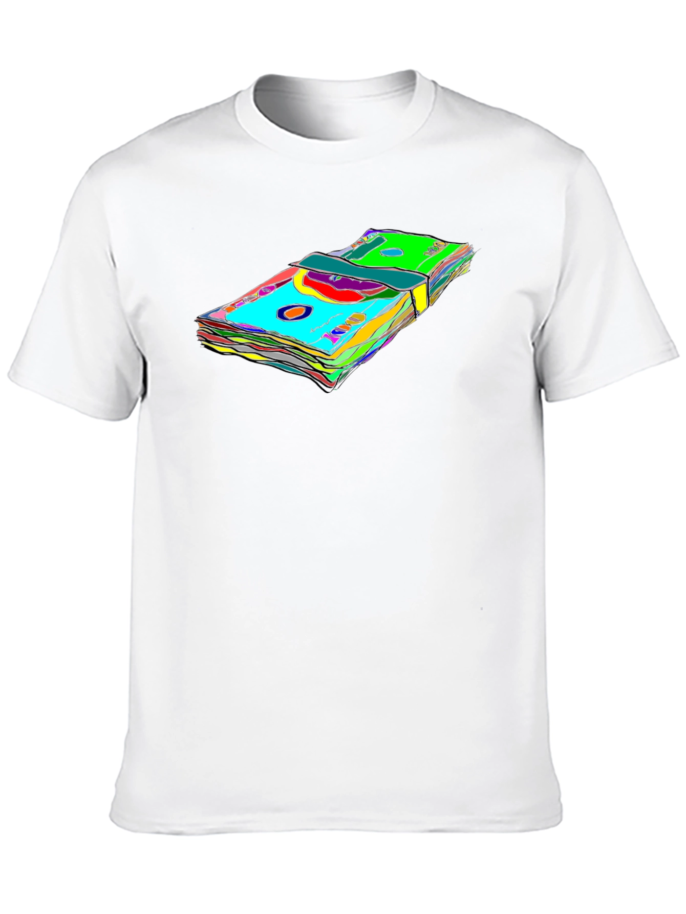 Vibrant Money Stack Graphic Tee - Black