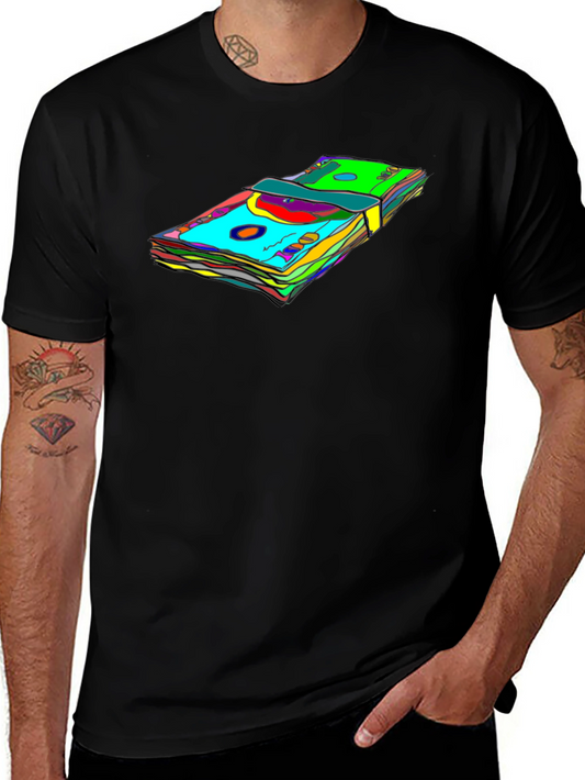 Vibrant Money Stack Graphic Tee - Black