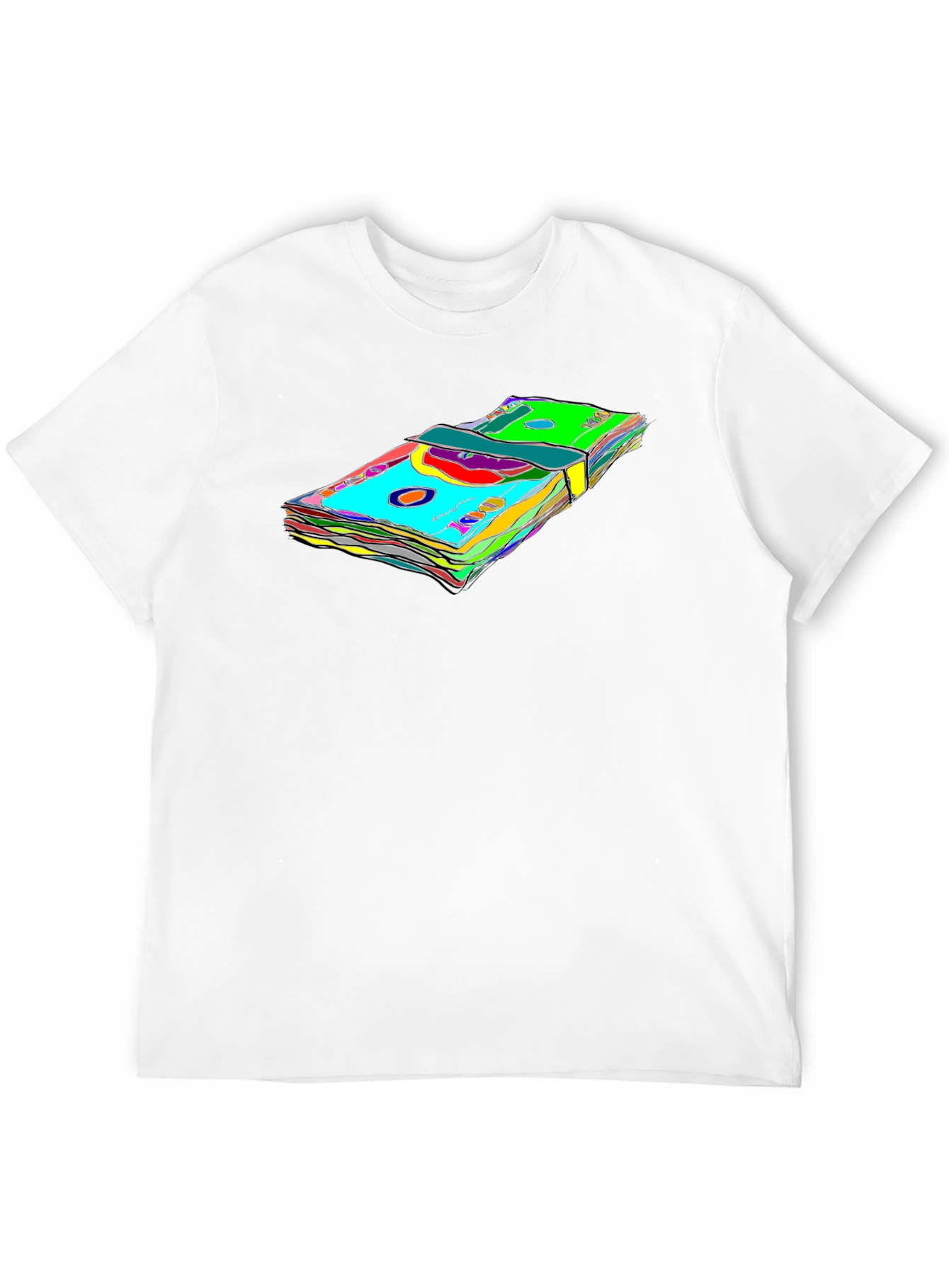 Vibrant Money Stack Graphic Tee - Black