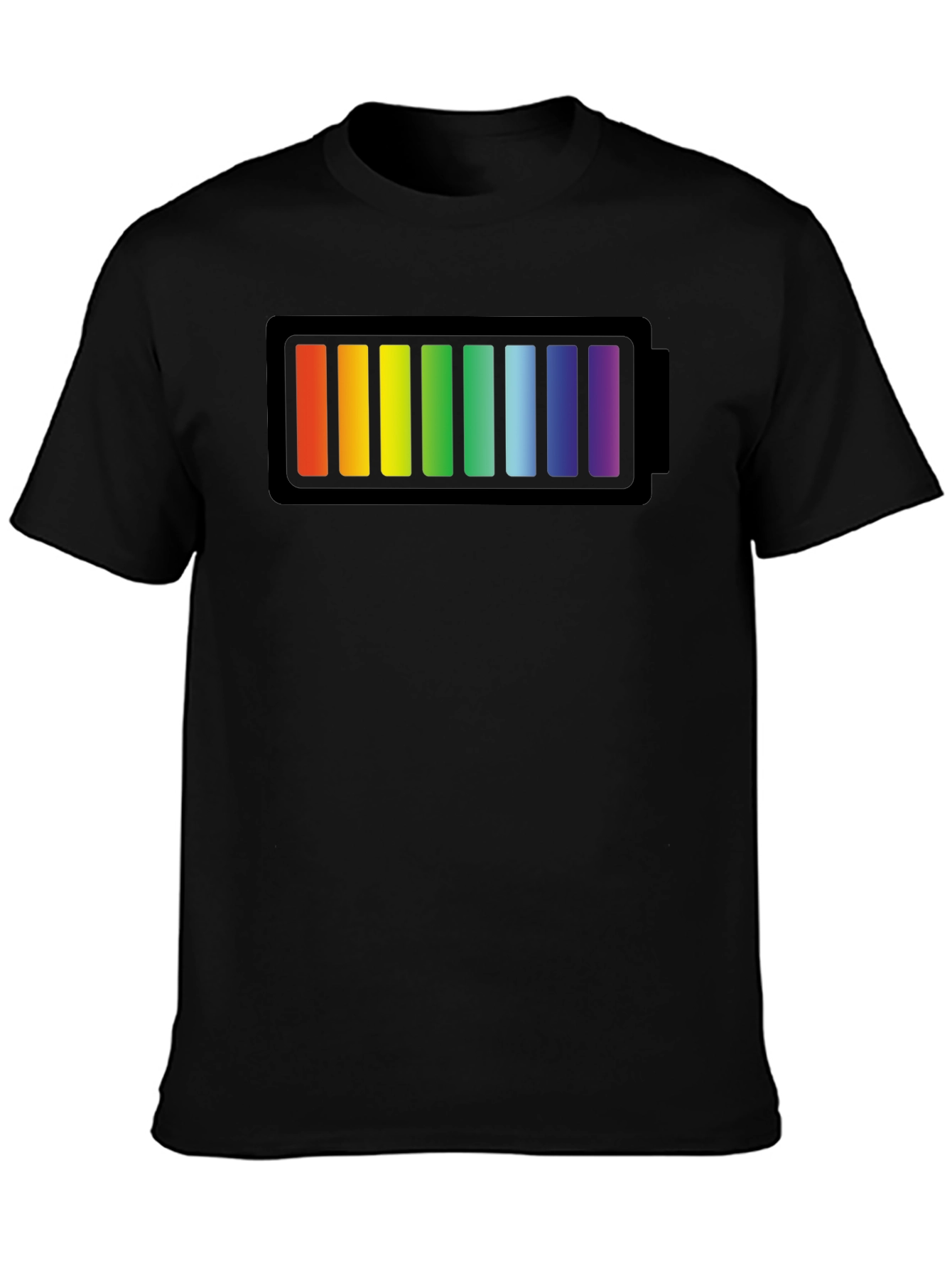 Rainbow Battery Graphic Black T-Shirt